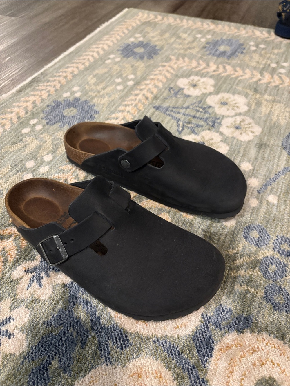 Birkenstock Black Leather Boston Slip-On Clogs for Women